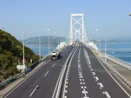 在お茶園步道橋上拍攝大鳴門橋與神戶淡路鳴門自動車道
