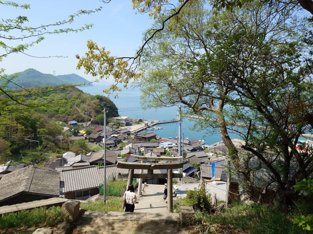 從豐玉姬神社鳥瞰整個男木島聚落